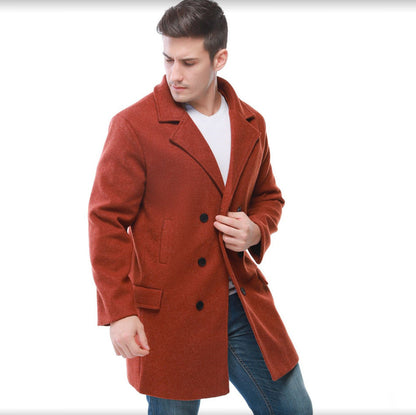 Herren Wollmantel Eleganter Doppelknopf Taschen Modern