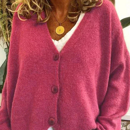 Damen Strickjacke V-Ausschnitt Modern mit Knöpfen