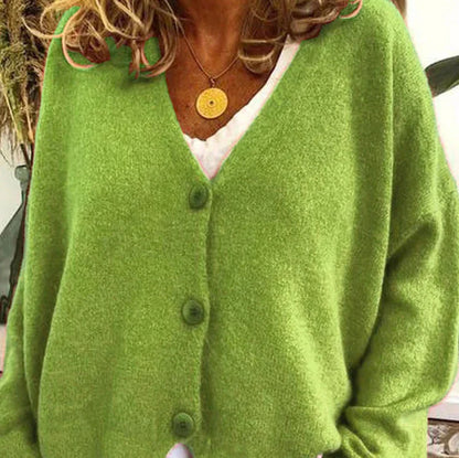 Damen Strickjacke V-Ausschnitt Modern mit Knöpfen