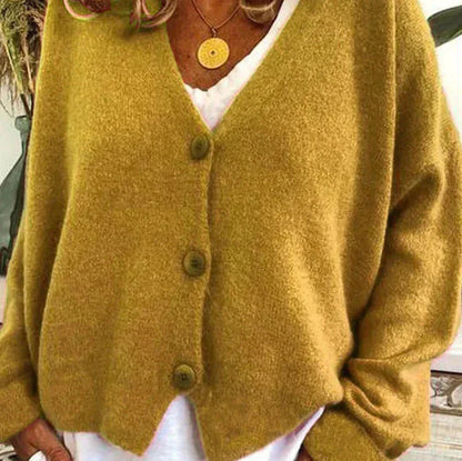 Damen Strickjacke V-Ausschnitt Modern mit Knöpfen