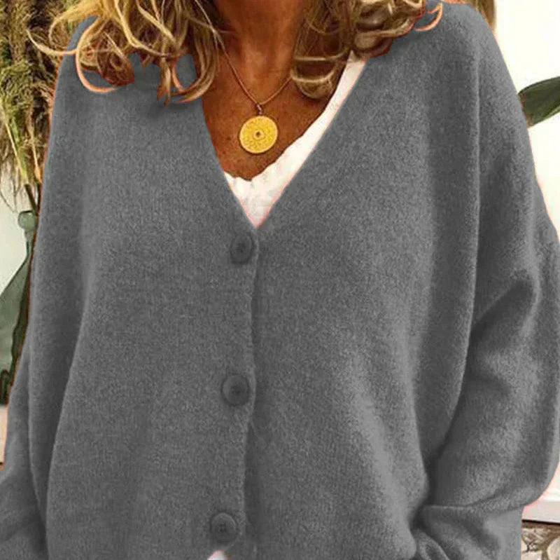 Damen Strickjacke V-Ausschnitt Modern mit Knöpfen