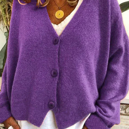 Damen Strickjacke V-Ausschnitt Modern mit Knöpfen