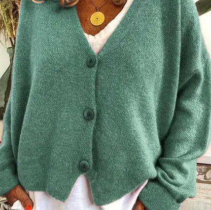 Damen Strickjacke V-Ausschnitt Modern mit Knöpfen