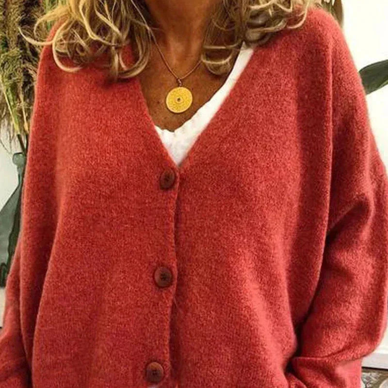 Damen Strickjacke V-Ausschnitt Modern mit Knöpfen