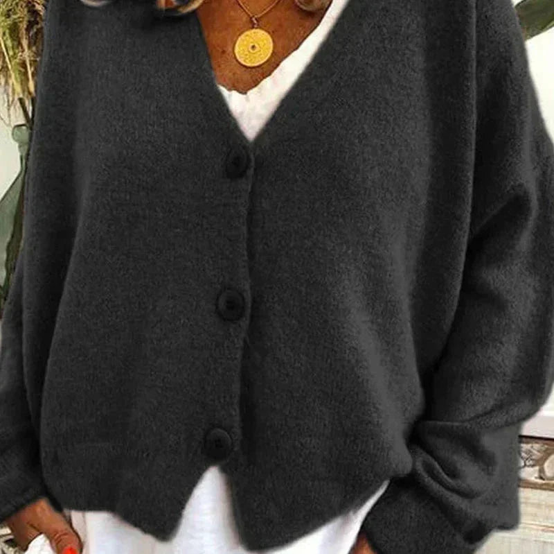 Damen Strickjacke V-Ausschnitt Modern mit Knöpfen