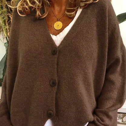 Damen Strickjacke V-Ausschnitt Modern mit Knöpfen