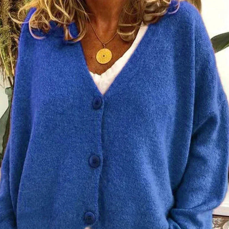 Damen Strickjacke V-Ausschnitt Modern mit Knöpfen