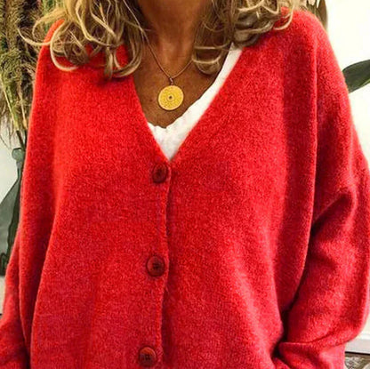 Damen Strickjacke V-Ausschnitt Modern mit Knöpfen