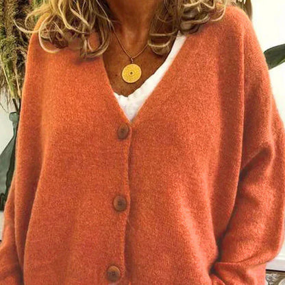 Damen Strickjacke V-Ausschnitt Modern mit Knöpfen