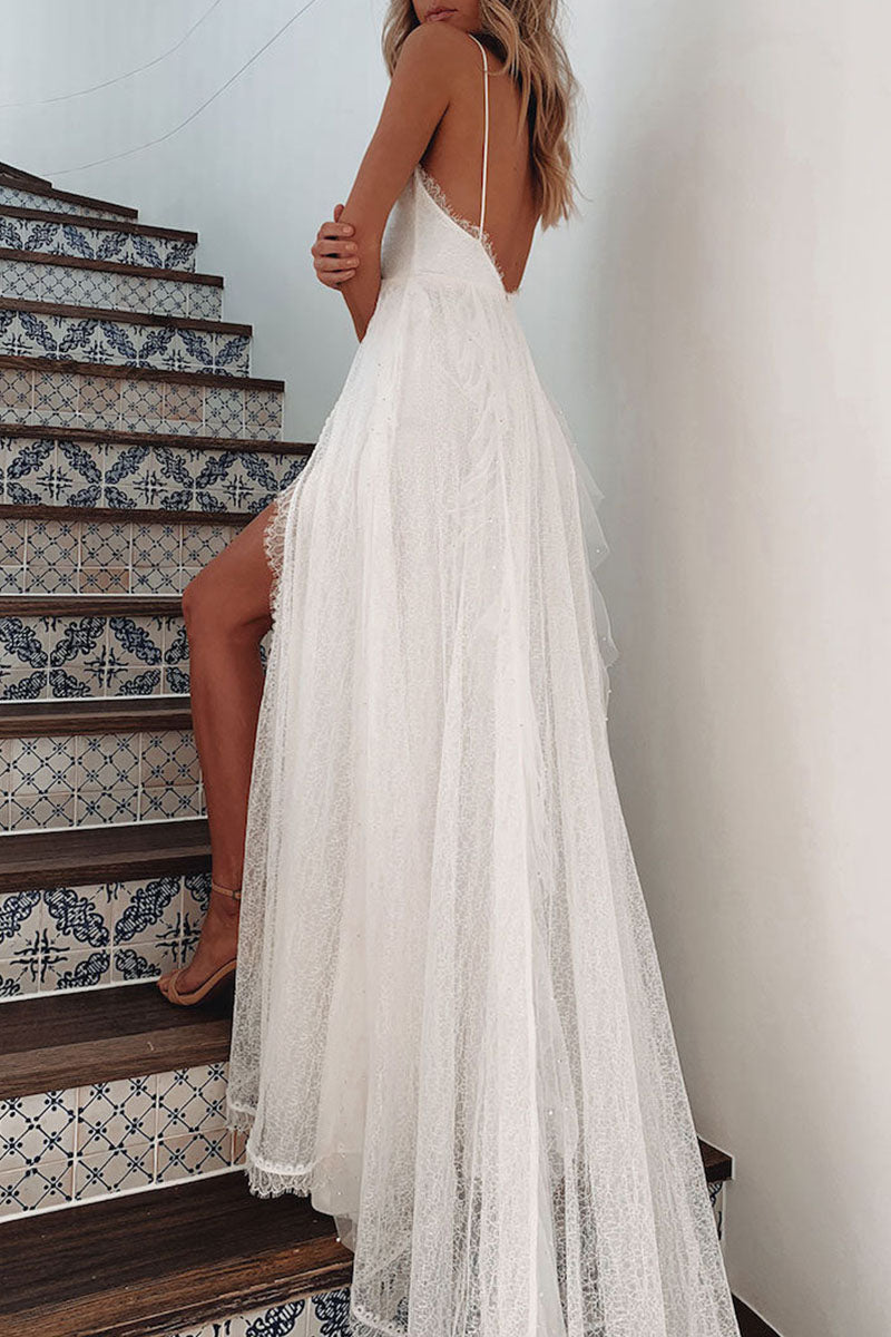 Sexy V-Ausschnitt Kleid Unregelmäßig Patchwork Damenkleid