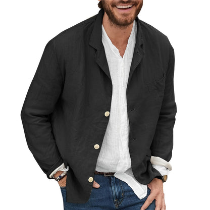 Herren Leinenjacke Slim Fit Beige Modern