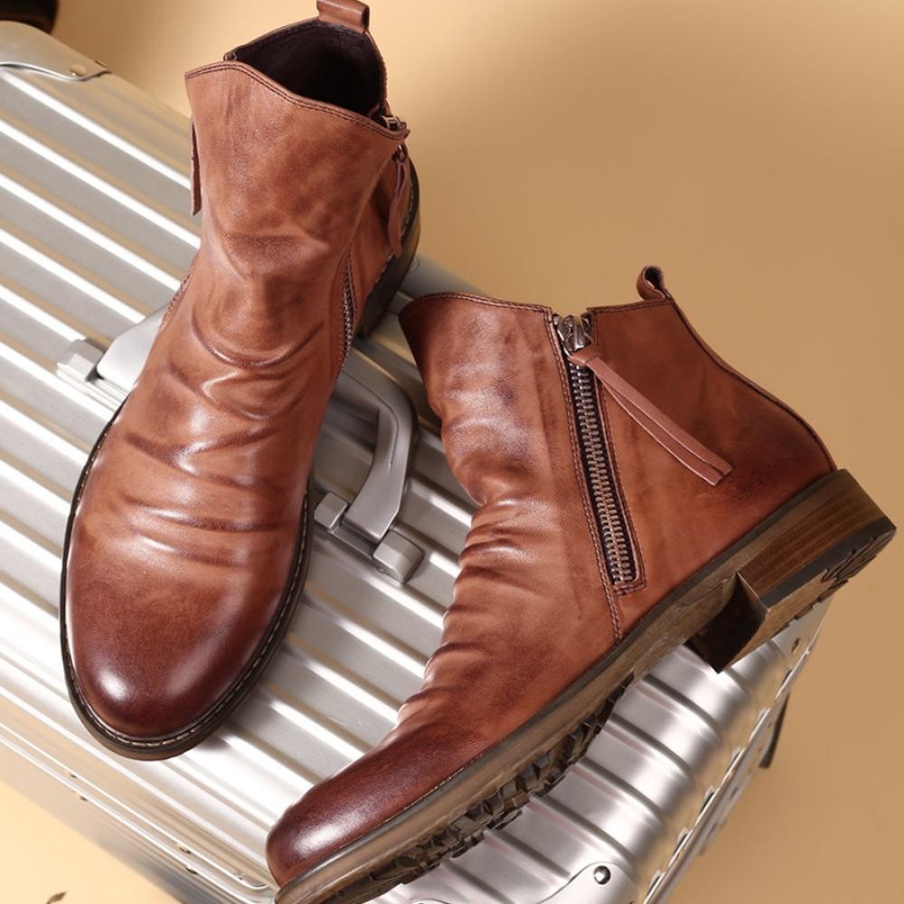 Herren Lederstiefel Elegant Schwarz Lederschuhe - BerlinGlamour
