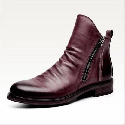 Herren Lederstiefel Elegant Schwarz Lederschuhe
