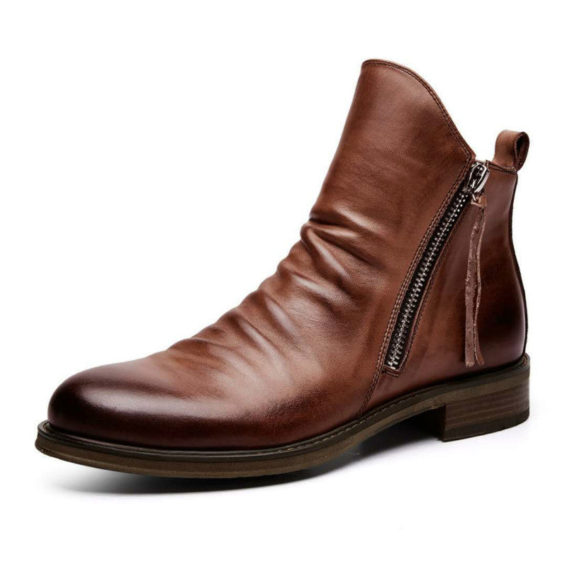Herren Lederstiefel Elegant Schwarz Lederschuhe