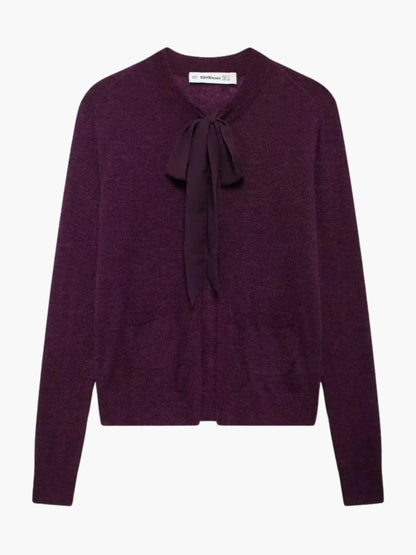 Strickjacke Damen Krawattenausschnitt mit Taschen - BerlinGlamour