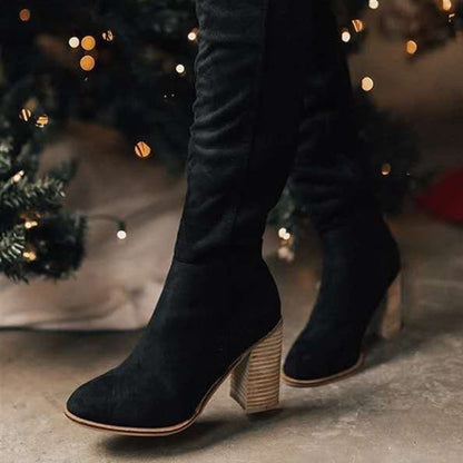 Kniehohe Stiefel Schlicht Reißverschluss Damen Stiefel