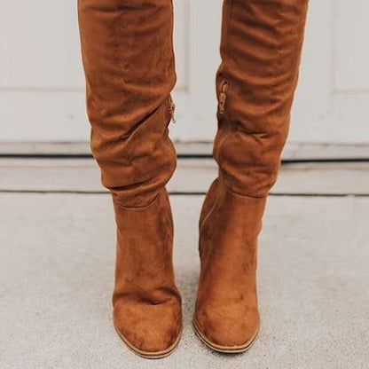 Kniehohe Stiefel Schlicht Reißverschluss Damen Stiefel