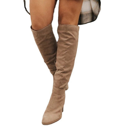 Kniehohe Stiefel Schlicht Reißverschluss Damen Stiefel - BerlinGlamour