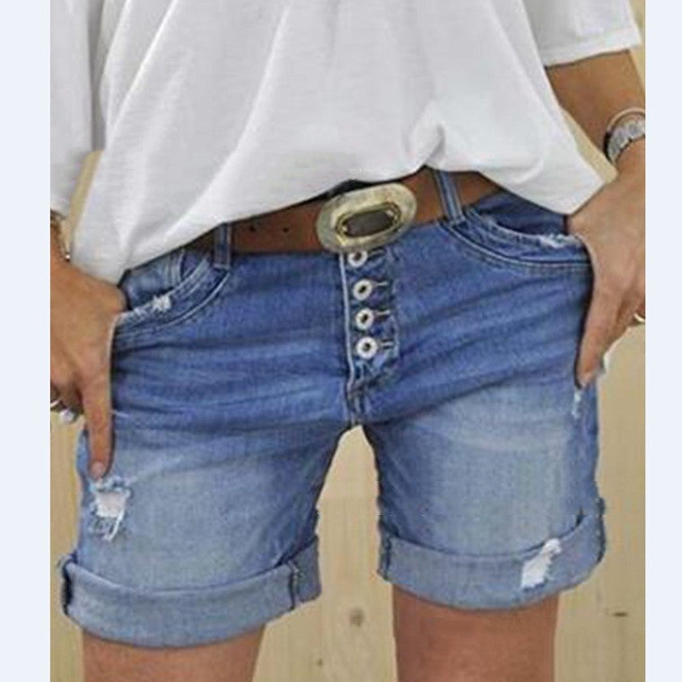 Ripped Denim Shorts Damen Lässig Sommershorts