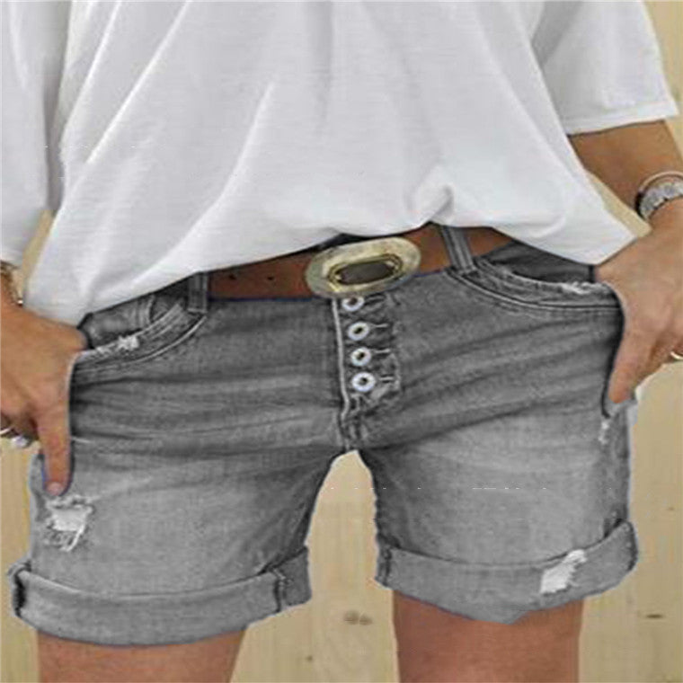 Ripped Denim Shorts Damen Lässig Sommershorts