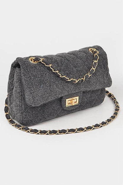Schultertasche Umwandelbar Denim Steppstil Trendy
