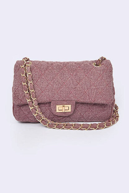 Schultertasche Umwandelbar Denim Steppstil Trendy