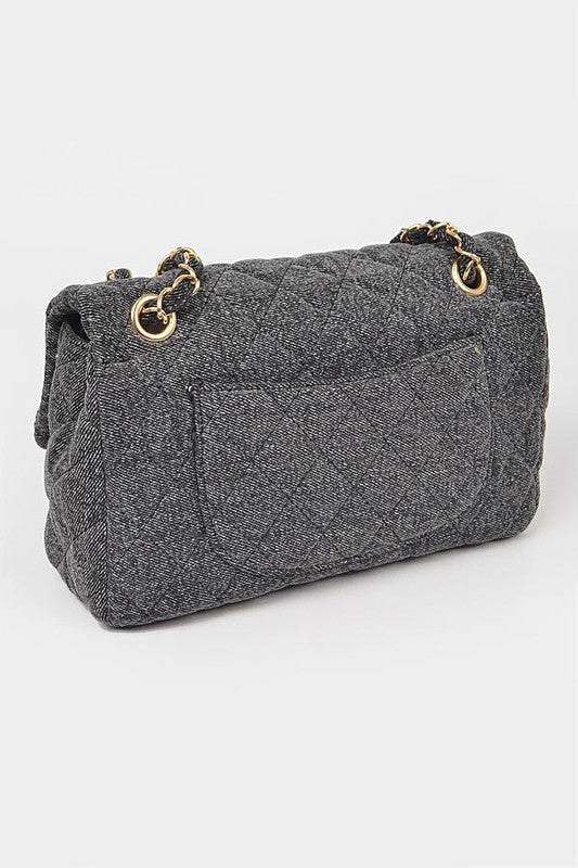 Schultertasche Umwandelbar Denim Steppstil Trendy