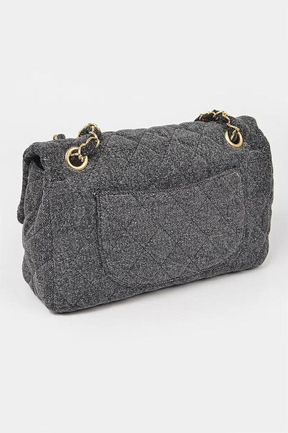 Schultertasche Umwandelbar Denim Steppstil Trendy