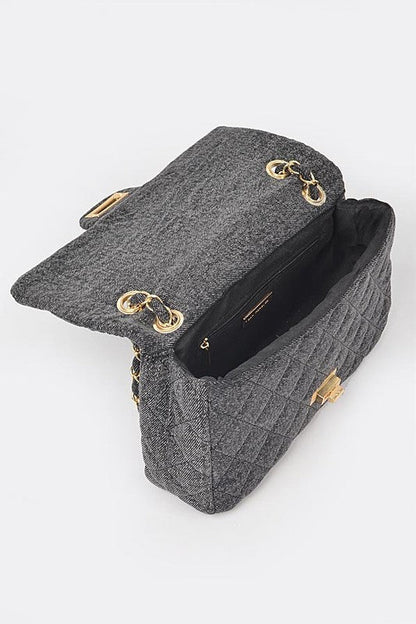 Schultertasche Umwandelbar Denim Steppstil Trendy
