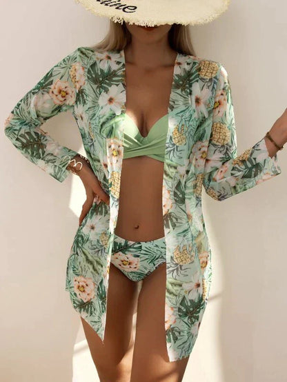 Bikini-Set Blumenmuster Damen Badeanzug Sommer