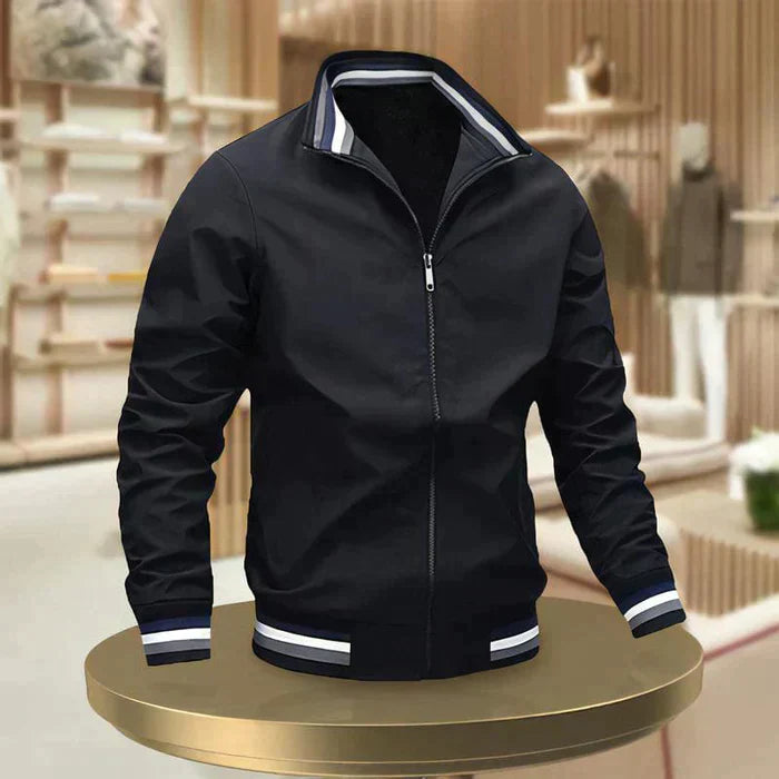Herren Sommerjacke Zip Up Rippbündchen Schick Modern