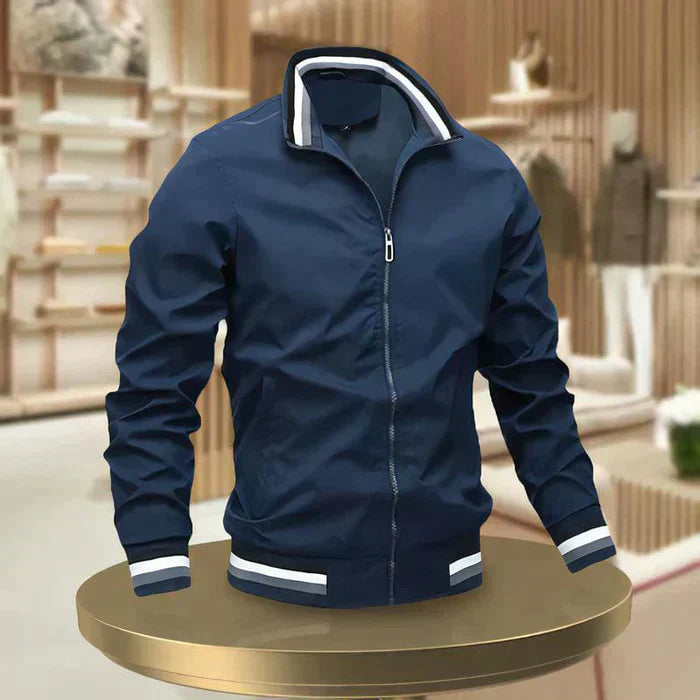 Herren Sommerjacke Zip Up Rippbündchen Schick Modern - BerlinGlamour