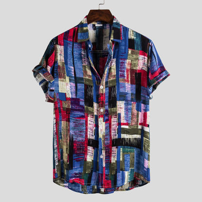 Herren Kurzarmhemd Modern mit Kunstprint Lässig Berlin