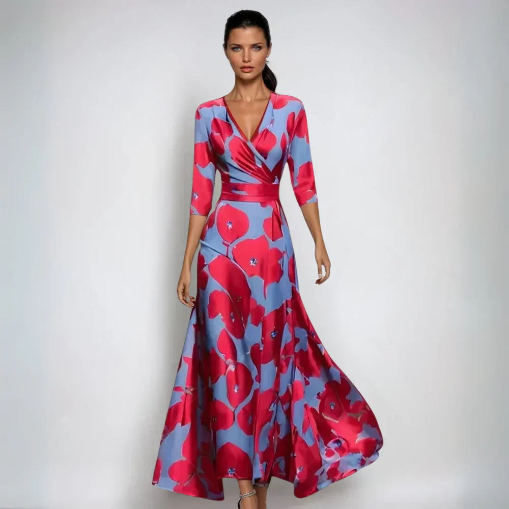 Wickelkleid Elegant Blumenmuster Sommerkleid Damen - BerlinGlamour