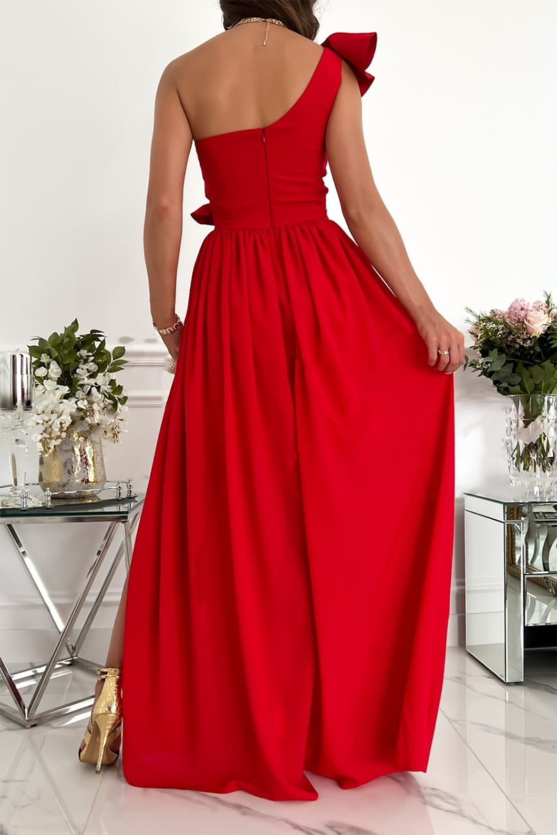Einfarbiges Flounces Schulterkleid Rock - 6 Farben Frauen