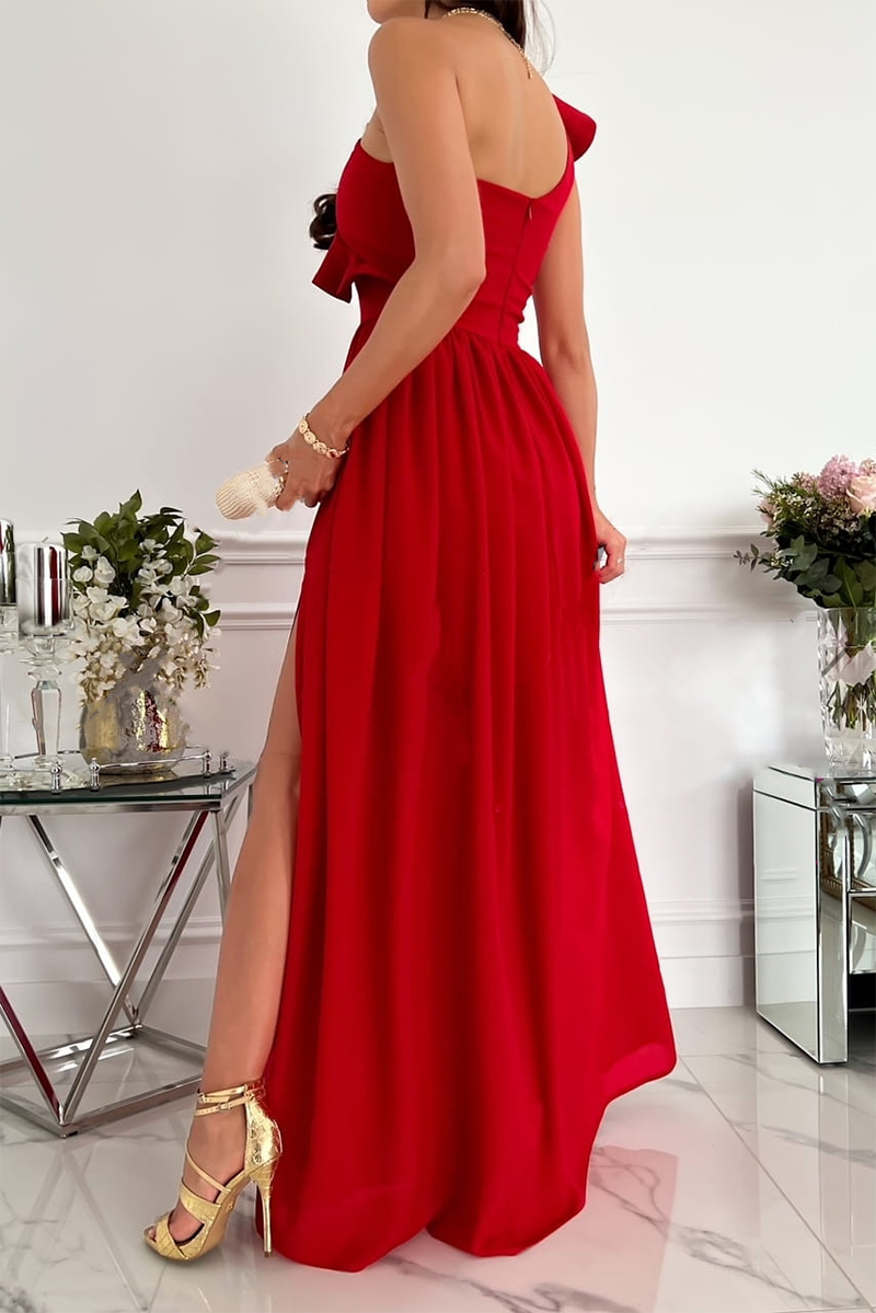 Einfarbiges Flounces Schulterkleid Rock - 6 Farben Frauen