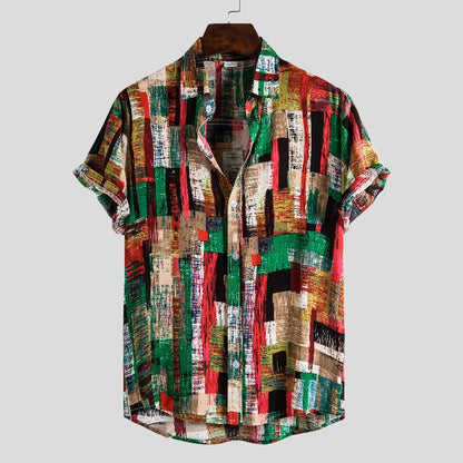 Herren Kurzarmhemd Modern mit Kunstprint Lässig Berlin