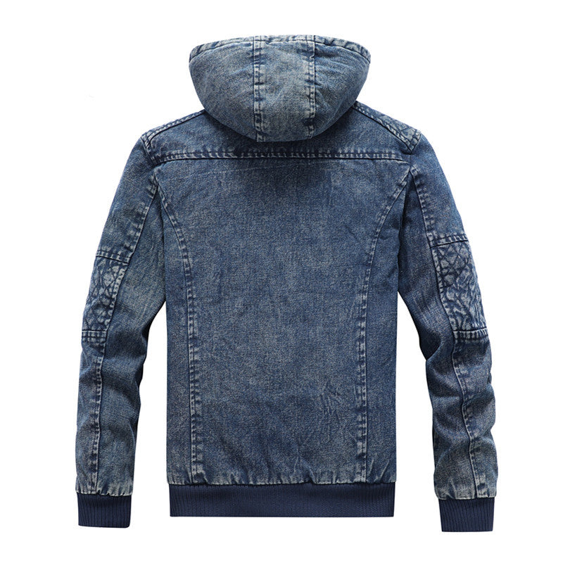 Herren Jeansjacke Kapuzenjacke Modern Schwarz - BerlinGlamour