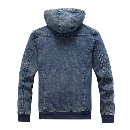 Herren Jeansjacke Kapuzenjacke Modern Schwarz - BerlinGlamour