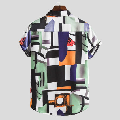 Herren Kurzarmhemd Modern Grafik Muster Bequem