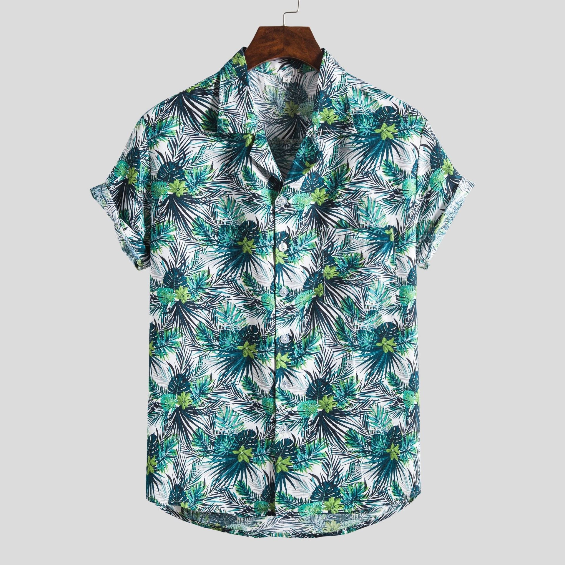Herren Kurzarmhemd Blattmuster Sommer Bequem - BerlinGlamour
