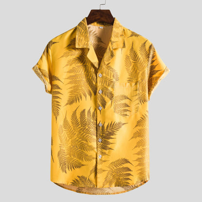 Herren Kurzarmhemd Blumenmuster Bequem Modern