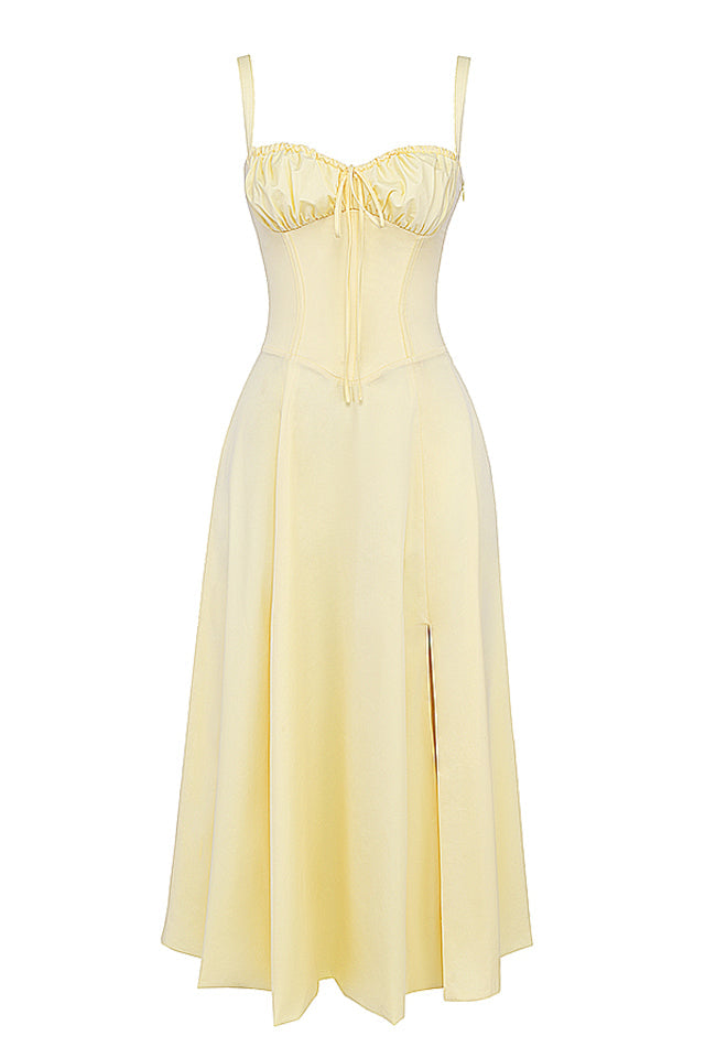 Midikleid Zitronengelb Figurformendes Sommerkleid