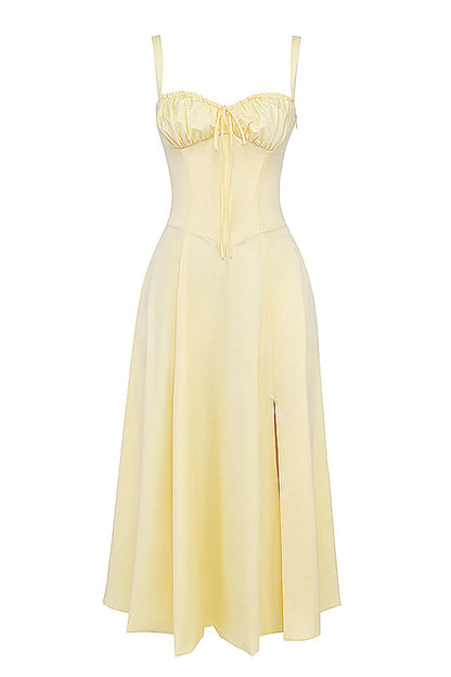Midikleid Zitronengelb Figurformendes Sommerkleid