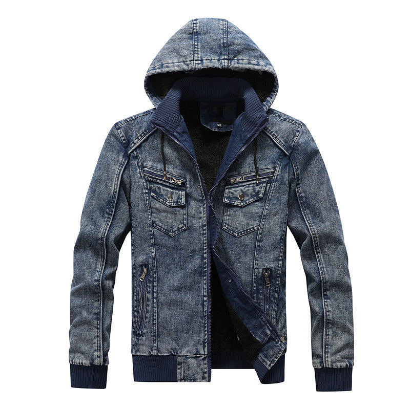 Herren Jeansjacke Gefüttert Kapuze Winter - BerlinGlamour