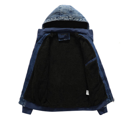 Herren Jeansjacke Kapuzenjacke Modern Schwarz