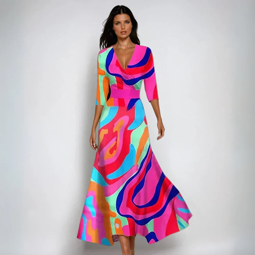 Wickelkleid Elegant Blumenmuster Sommerkleid Damen