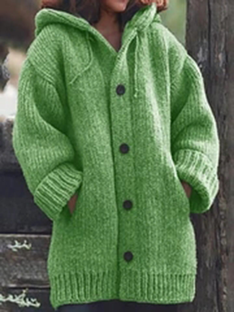 Große Strickjacke Oversized mit Kapuze Warm