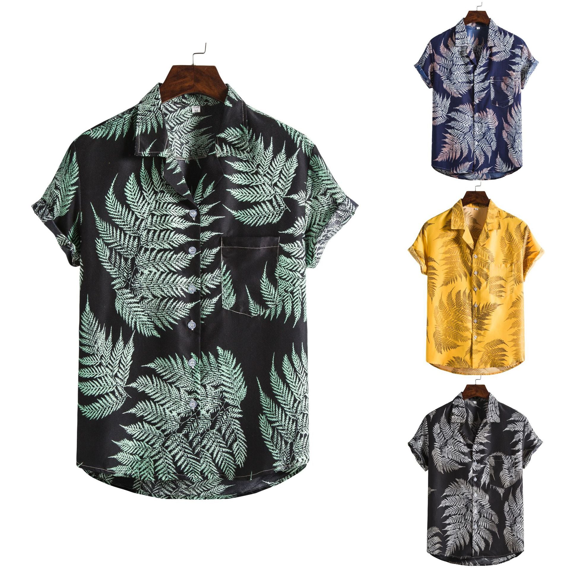 Herren Kurzarmhemd Blumenmuster Bequem Modern - BerlinGlamour