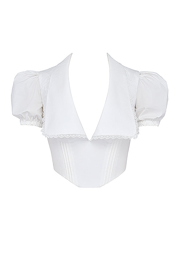 Weißes Korsett-Top mit Puffärmeln Elegant Damen
